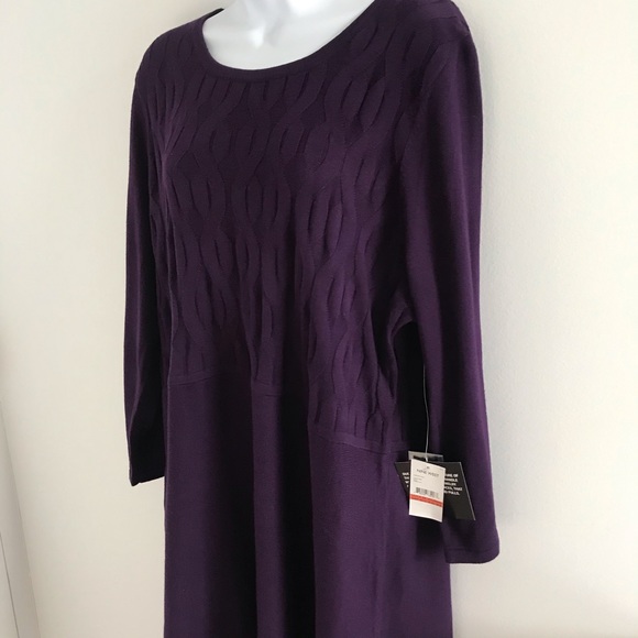Nine West RED Knit Cotton Winter Sweater Dress Plus Size - Picture 7 of 14